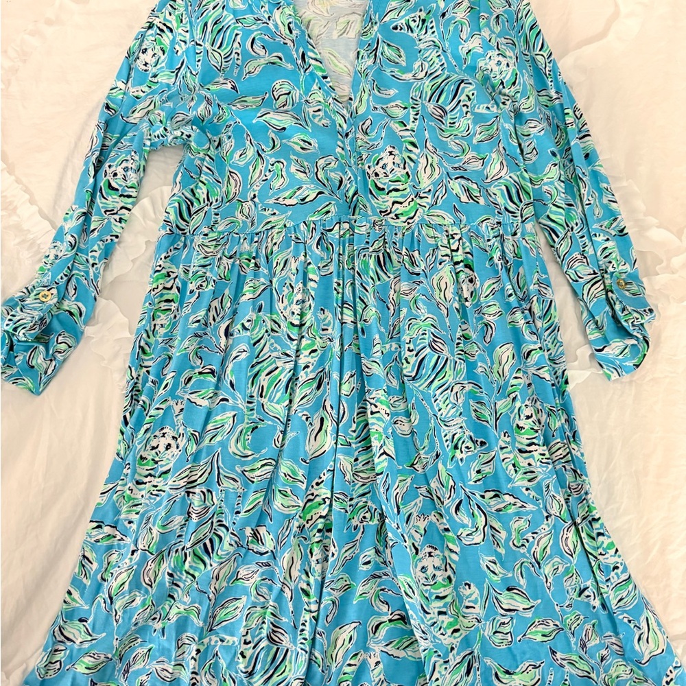 Lilly Pulitzer Blue and Green Patterned Dress